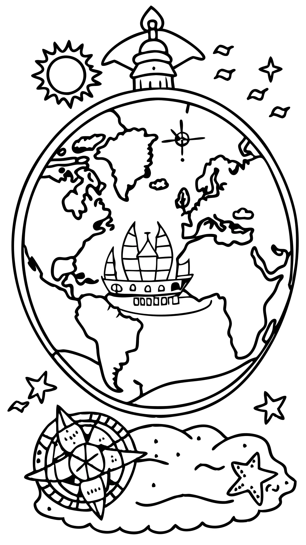 coloring page of world